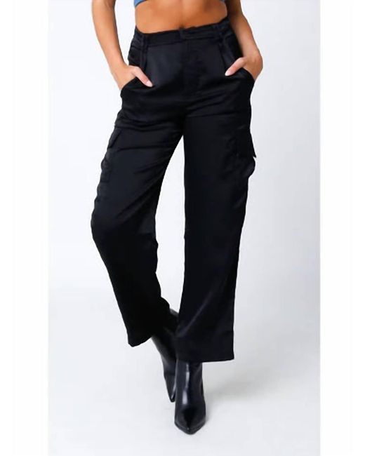 Olivaceous Blue High Life Satin Cargo Pants