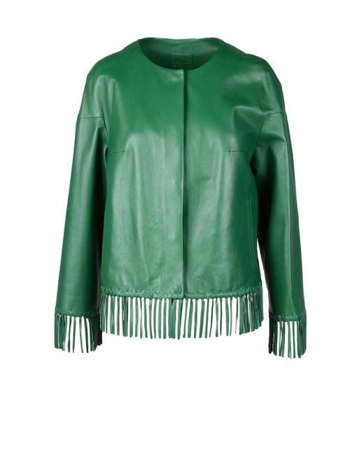 Desa Nineteenseventytwo Green Leather Jacket