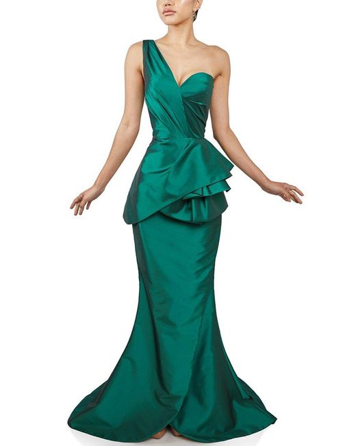 Terani Green Sweetheart Neck Long Gown