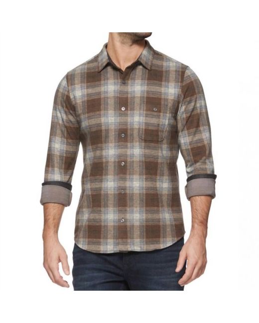 Flag & Anthem Brown Trimble Long Sleeve Hero Knit Flannel Shirt for men