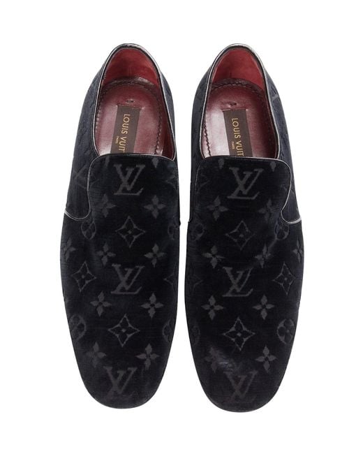 Louis Vuitton Blue Lv Monogram Velvet Le Smoking Loafer Shoes for men