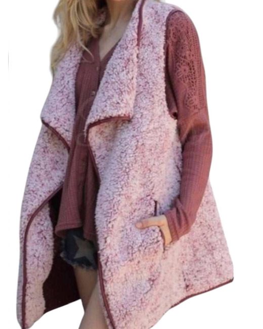 Davi & Dani Purple Vegan Faux Fur Sherpa Vest