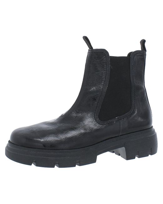 Paul Green Black Round Toe Rubber Heel Ankle Boots