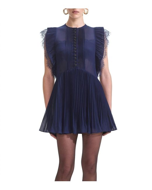 Self-Portrait Blue Chiffon Ruffle Mini Dress