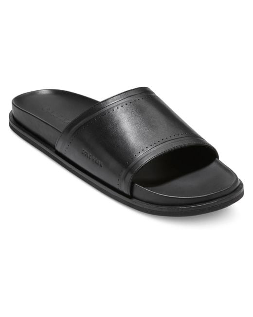 Cole Haan Black Modern Classic Leather Footbed Slide Sandals for men
