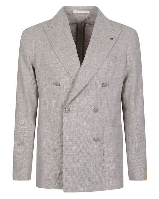 Tagliatore Gray Check Pattern Wool-Blend Double-Breasted Blazer for men