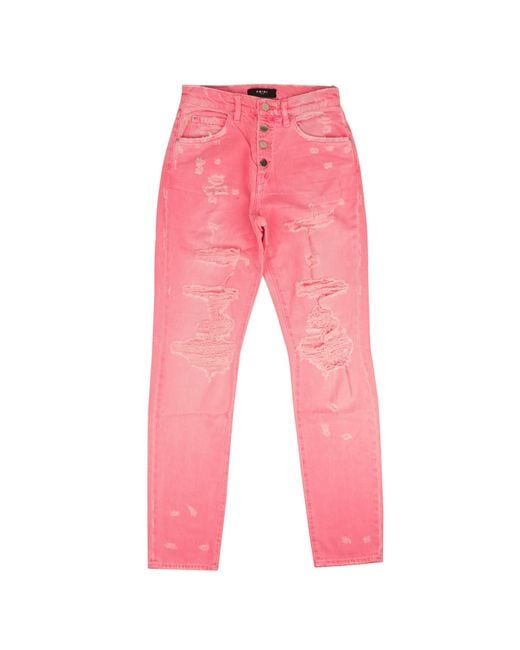 Amiri Red Slouch Destroyed Jean - Neon