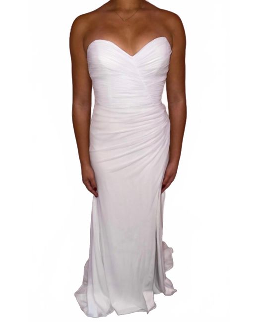 Alyce Paris White Strapless Chiffon Sweetheart Gown