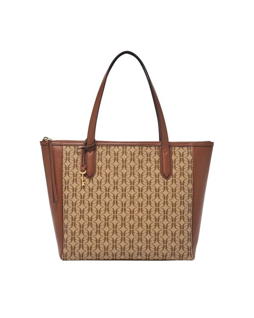 Fossil Brown Sydney Printed Polyurethane Large Tote