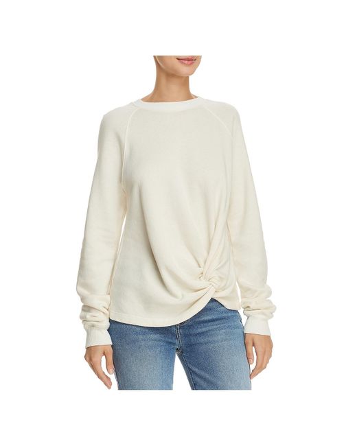 Monrow Knot-front Long Sleeves Sweatshirt in White | Lyst