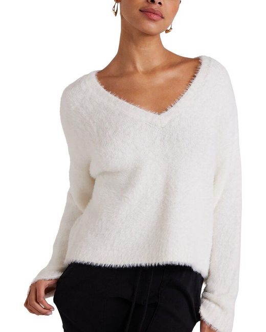 Bella Dahl White Slouchy V-Neck Sweater