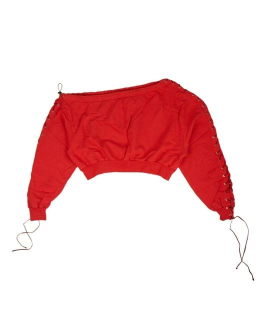 Unravel Project Red Off The Shoulder Sweatshirt