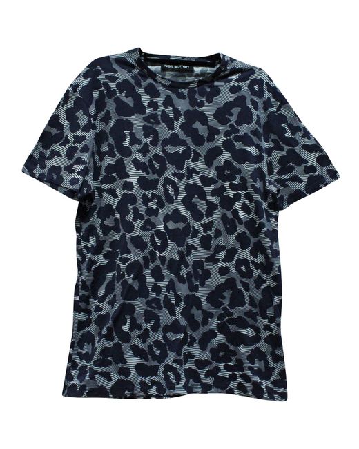 Neil Barrett Blue Leopard Print T-Shirt for men