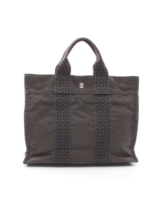 Hermès Black Yale Line Pm Handbag Tote Bag Nylon Canvas Dark Gray