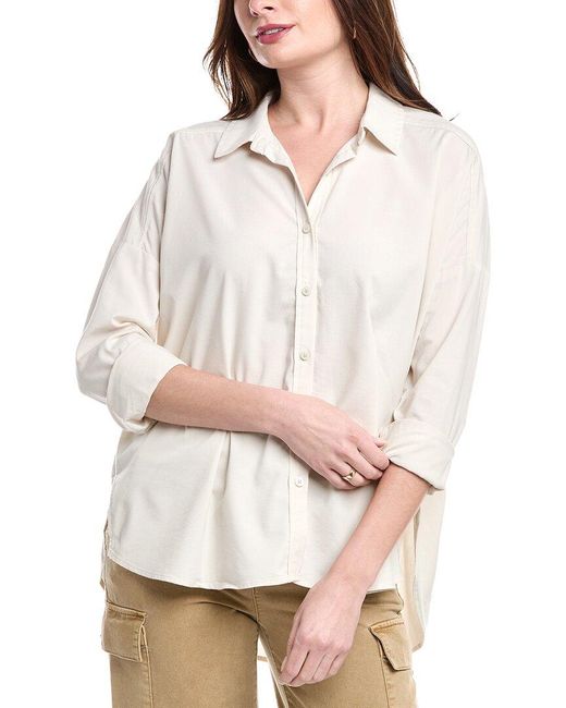 Splendid White Cj Poplin Linen-Blend Top