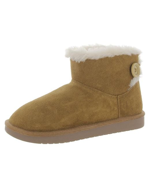 Koolaburra Natural K Nalie Mini Faux Suede Slip On Winter & Snow Boots