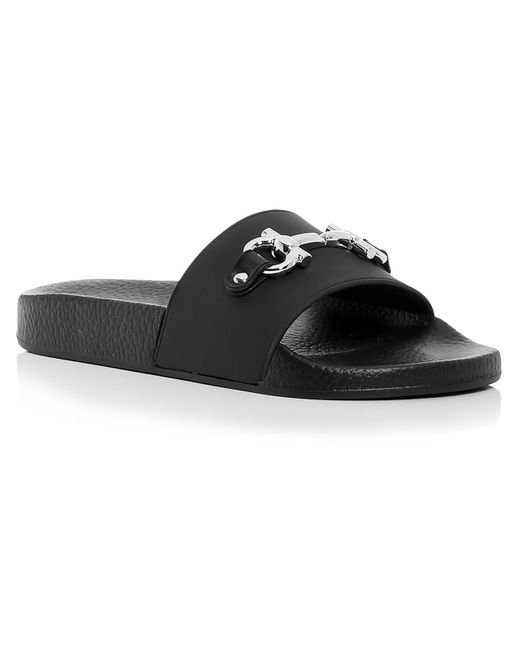 Ferragamo Black Groovy 11 Slip On Flat Slide Sandals