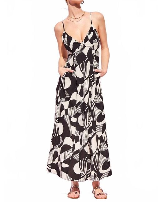 illa illa V-Neck Printed Maxi Dress in White | Lyst