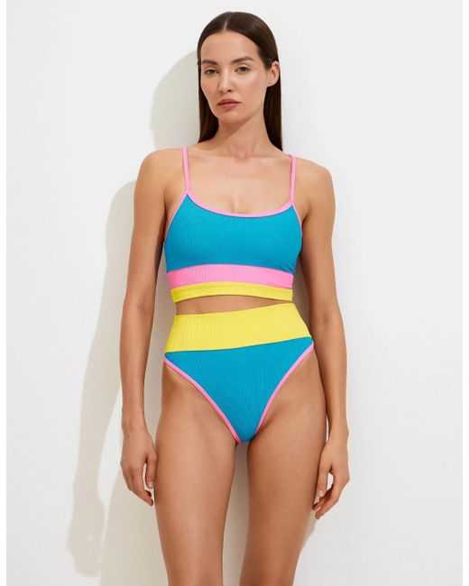 Beach Riot Blue Emmy Bottom Swimwear Stretch High Waisted Buu553