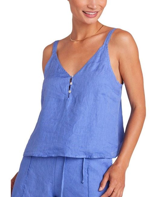 Bella Dahl Blue Button Front Linen Cami