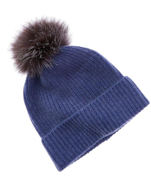 Amicale Cashmere Rib Knit Cashmere Hat in Blue | Lyst display picture 1