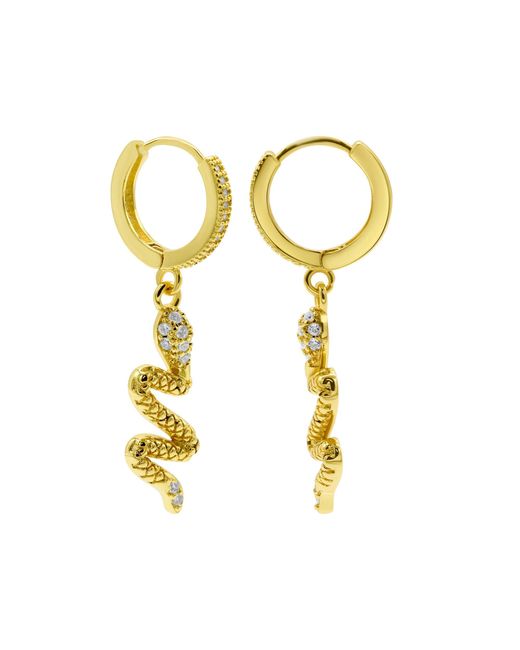 Adornia Metallic 14k Gold Plated Snake Dangle huggie Hoop Earrings