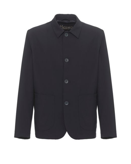 Herno Blue Wool-Blend Blazer for men