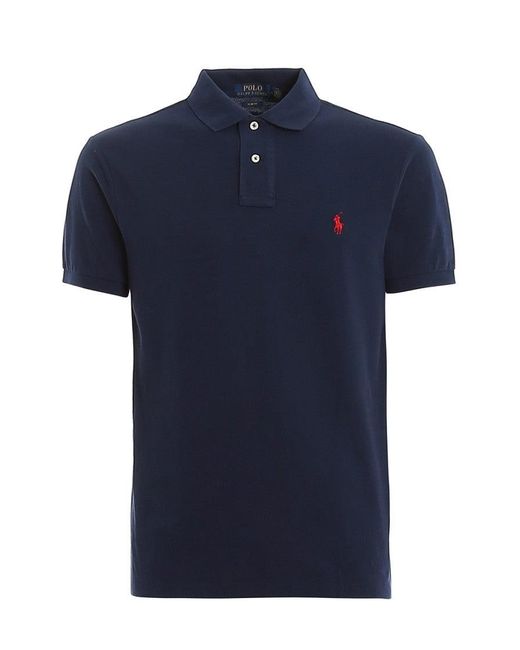 Polo Ralph Lauren Blue Classic Polo T-Shirt With Iconic Logo for men