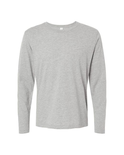 Alternative Apparel Gray Cotton Jersey Long Sleeve Cvc Go-to Tee for men
