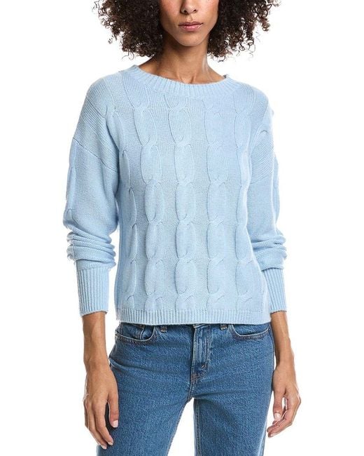 Forte Blue Crop Cable Wool & Cashmere-Blend Sweater