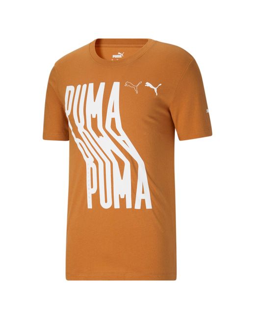 PUMA Orange Wavy Baby Logo Tee for men