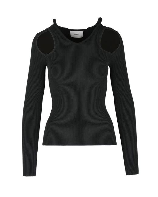 Coperni Black Ribbed Knit Top