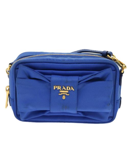 Prada Blue Tessuto Synthetic Shoulder Bag (pre-owned)
