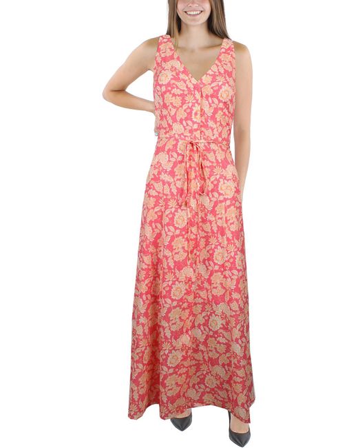 French Connection Red Cosette Verona Floral Print Long Maxi Dress