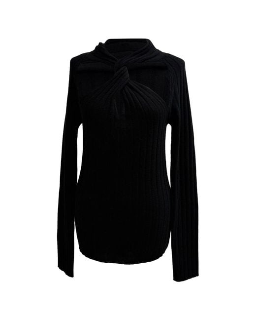 Versace Black Ribbed Twisted Sweater