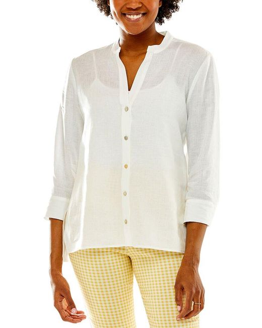 Sara Campbell White The Lisa Linen Top