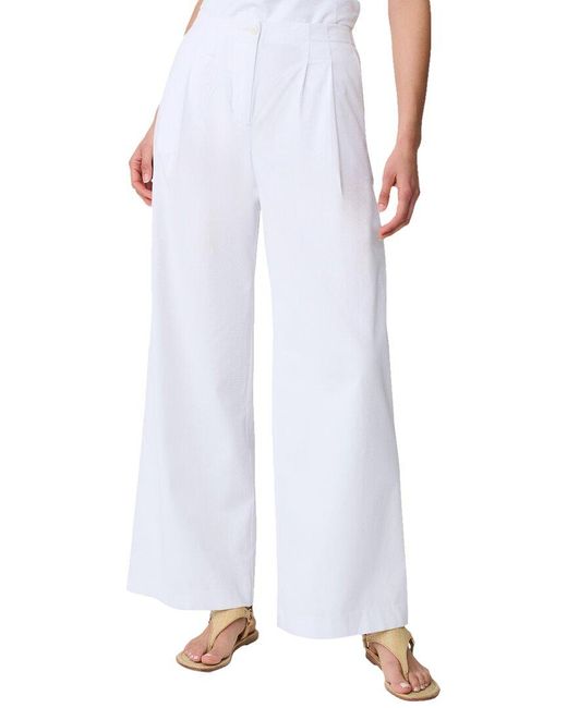 J.McLaughlin White Nerissa Linen-Blend Pant