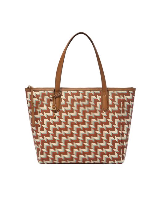 Fossil Brown Sydney Printed Polyurethane Large Tote