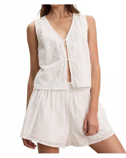 Velvet By Graham Spencer Women's White Ava Eyelet Top