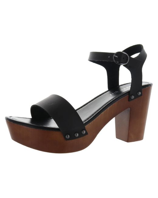Madden Girl Black Lifft Faux Leather Block Heel Platform Sandals