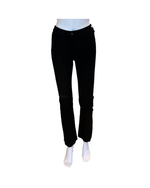 plantageejer emulering Cafe Jen7 Slim Straight Jeans In Black Raw Hem | Lyst
