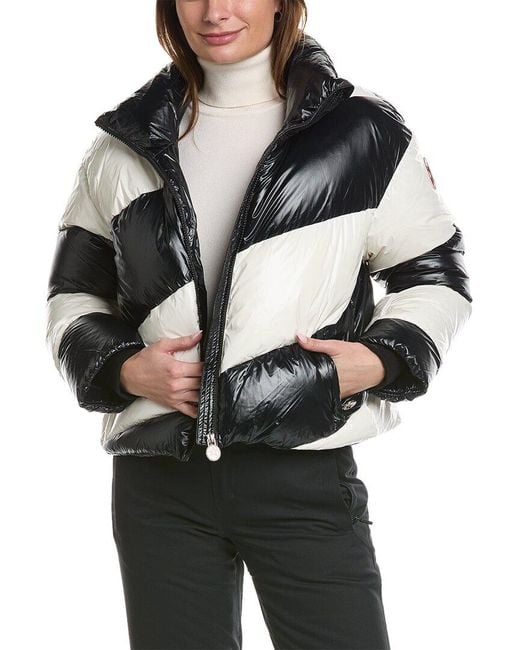 Perfect Moment White Super Mojo Iii Striped Quilted Down Ski Jacket