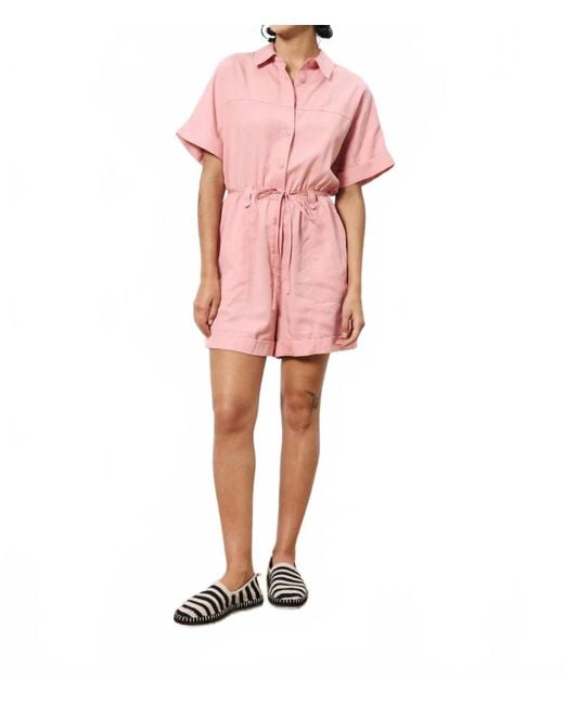 FRNCH Pink Lillian Button Front Romper