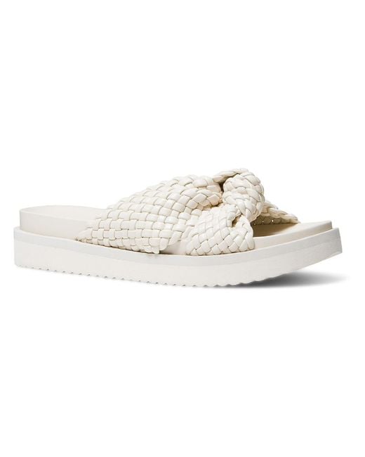 MICHAEL Michael Kors White Josie Slide Faux Leather Open Toe Platform Sandals