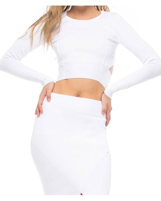 Kendall + Kylie White Compact Long Sleeve Crop Top