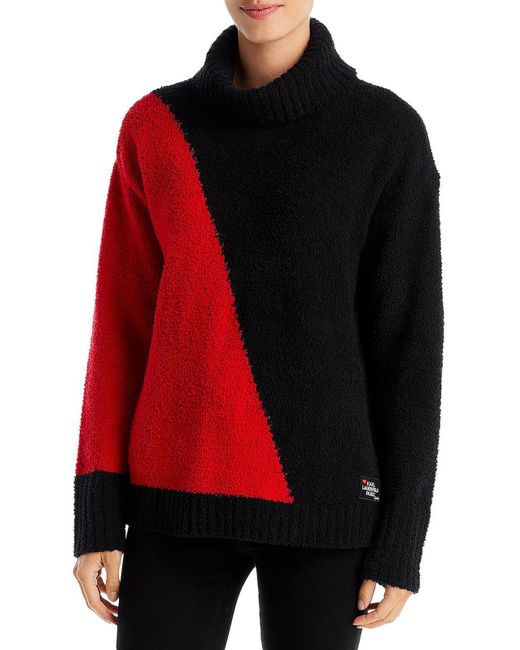 Karl Lagerfeld Red Cowl Neck Knit Pullover Sweater