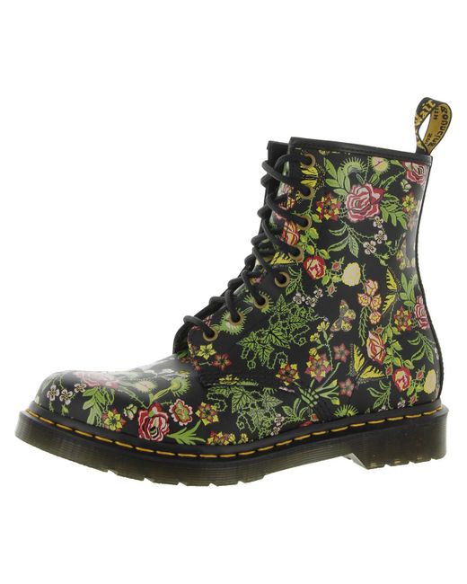 Dr. Martens Green 1460 Bloom Leather Floral Ankle Boots