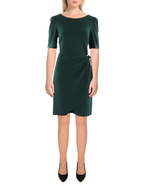 DKNY Green Faux Wrap Short Mini Dress