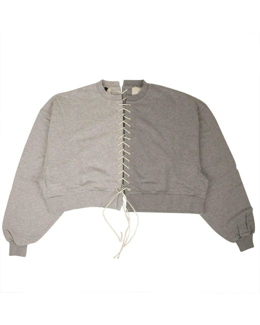 Unravel Project Two Tone Lace Up Sweatshirt - Gray