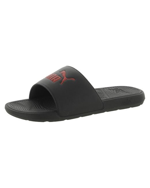 PUMA Black Cool Cat 2.0 Bx Peep-toe Cushioned Footbed Slide Sandals for men